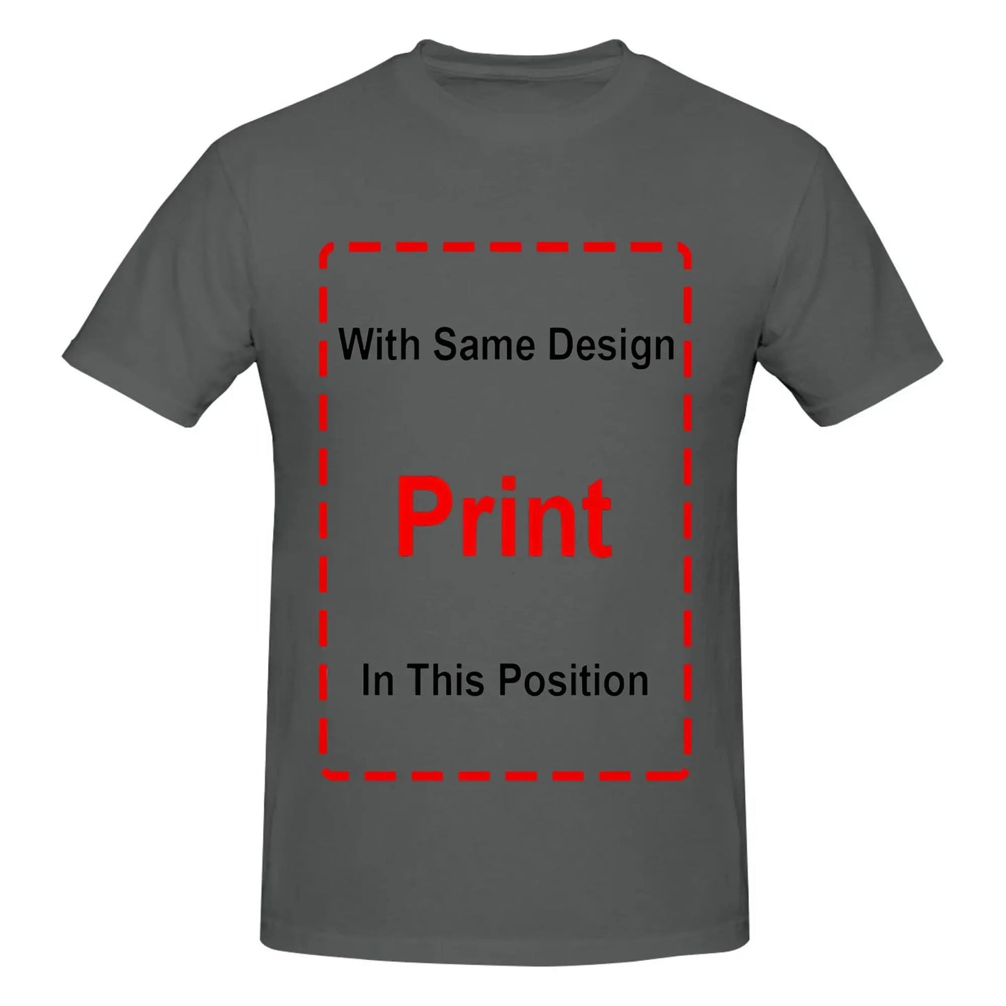 Gray customizable kids t-shirt for Armor Of God design with front print position marked in red dashed box
