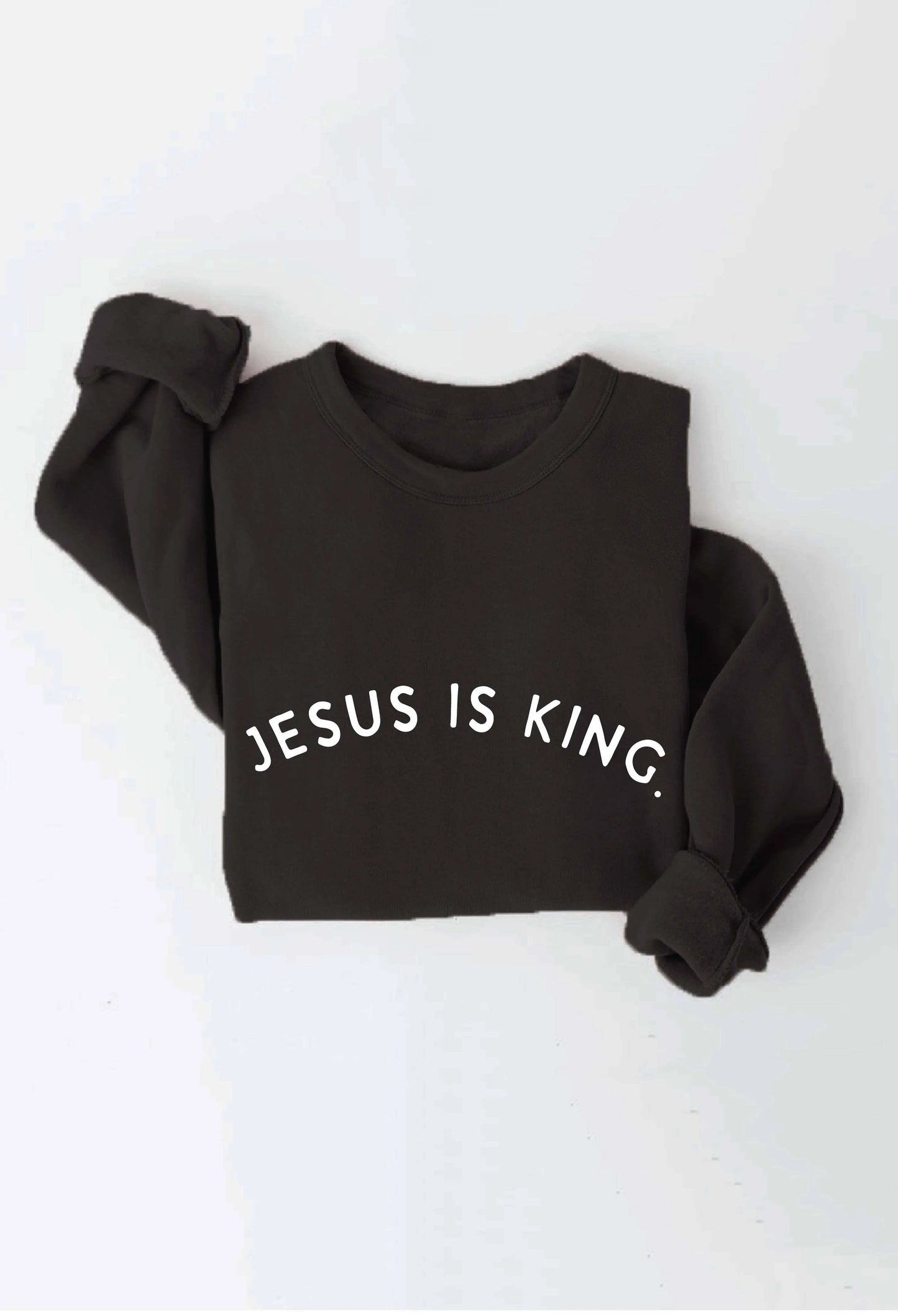 JESUS IS KING. Sweatshirt: BLACK / XL OAT COLLECTIVE