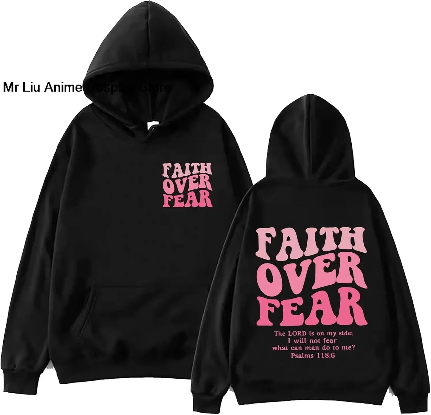 Faith Over Fear Hoodie Christian Jesus Bible Verse Faith Over Fear Sweatshirt Clothing Hebrews Revelation LLC
