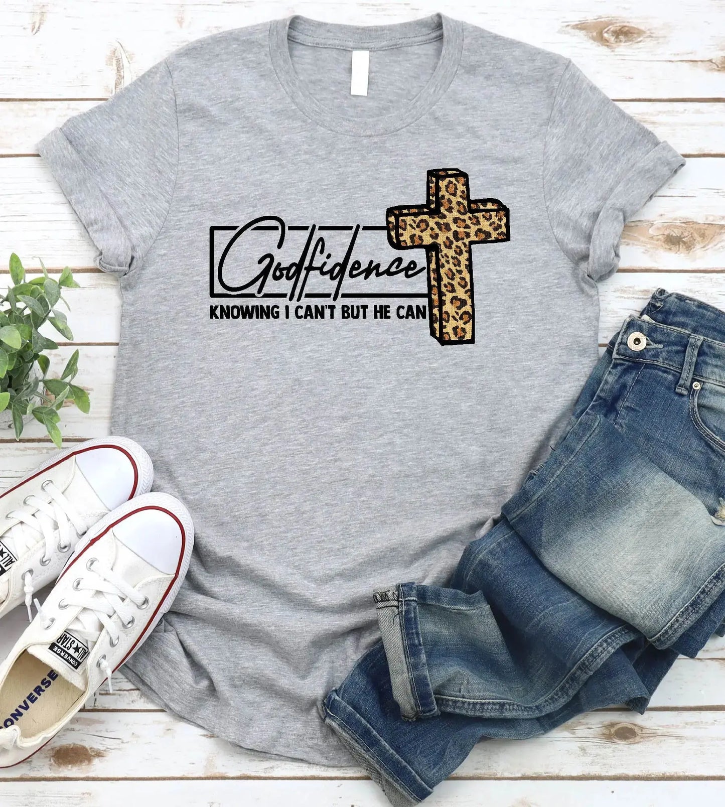 Godfidence knowing I can't But He can Faith T Shirt Religious Jesus Womens For Easter Happy SweaT eprolo