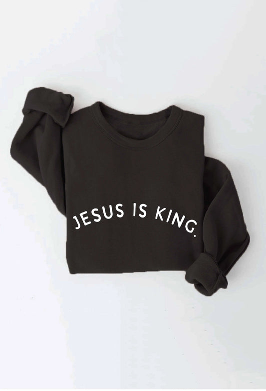 JESUS IS KING. Sweatshirt: BLACK / S OAT COLLECTIVE