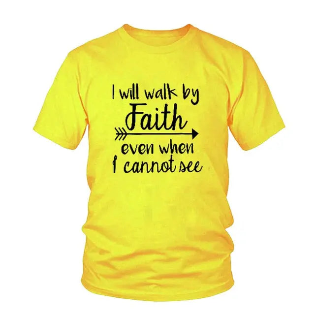 I Will Walk By Faith even when i can not see T-Shirt Women's Fashion Clothes tshirt Crewneck top tee Christian Scripture tshirt eprolo