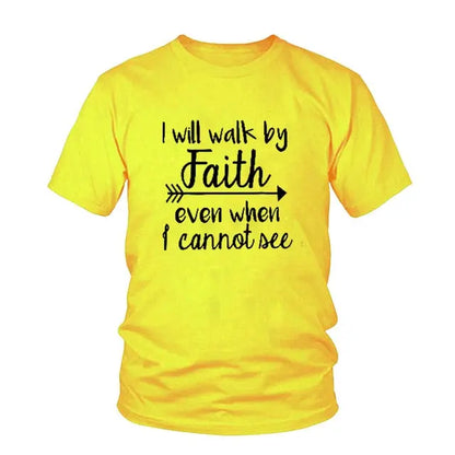I Will Walk By Faith even when i can not see T-Shirt Women's Fashion Clothes tshirt Crewneck top tee Christian Scripture tshirt eprolo
