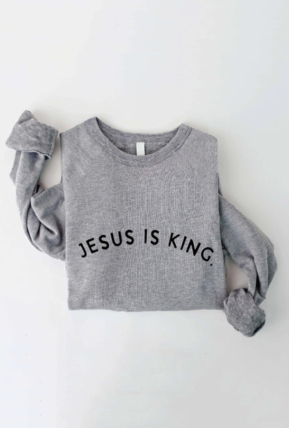 JESUS IS KING. Sweatshirt: BLACK / M OAT COLLECTIVE