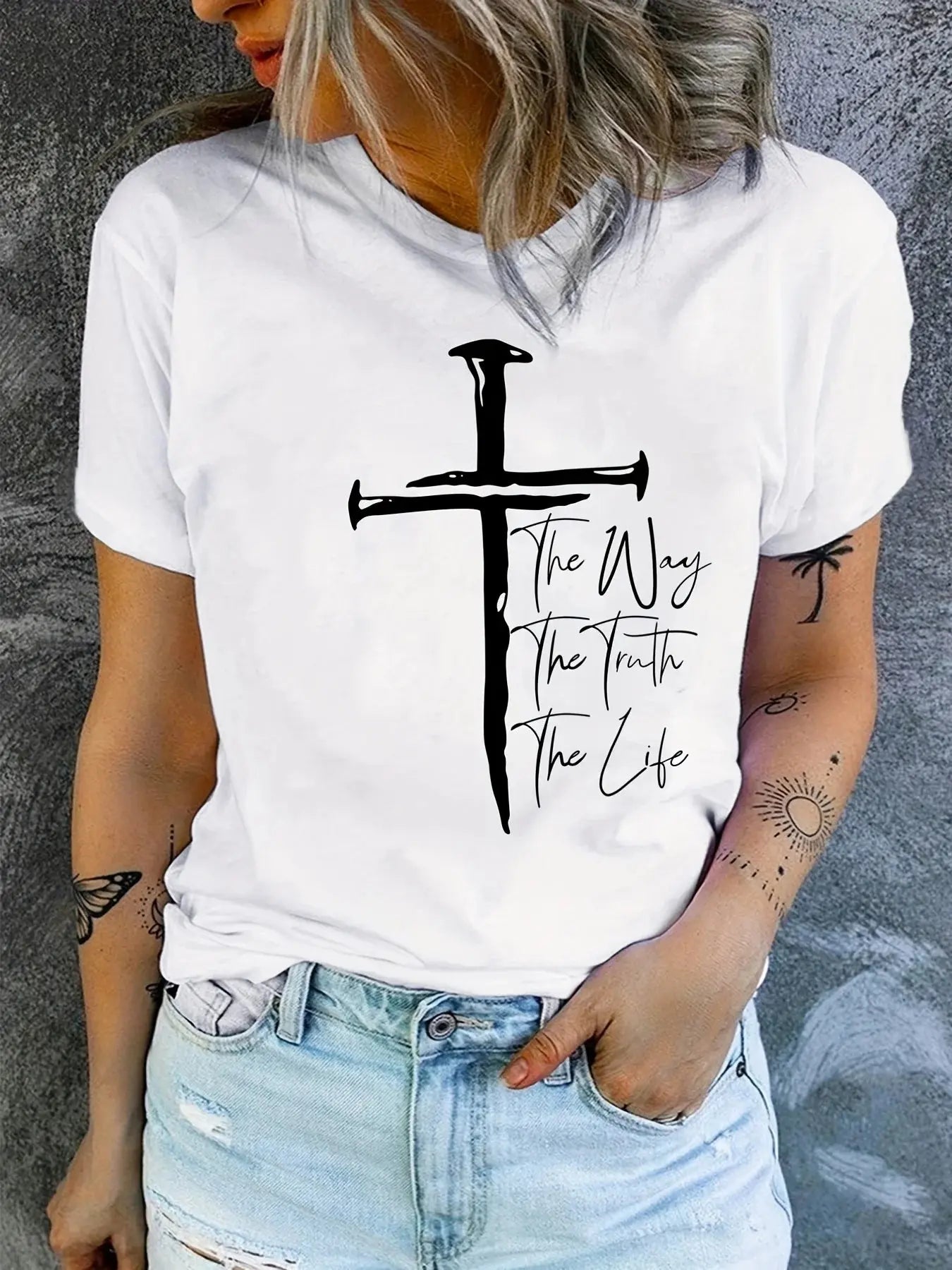 Love Like Jesus Print T-Shirt, Short Sleeve Crew Neck Casual Top For Summer & Spring, Women's Clothing Hebrews Revelation LLC