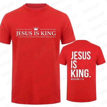 T Shirt Tees for Men Jesus Is King Print Fashion Casual Short Sleeve T-shirt for Summer Casual T-shirts Christian Faith Tshirts Hebrews Revelation LLC