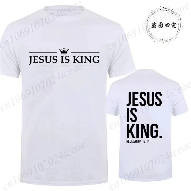 T Shirt Tees for Men Jesus Is King Print Fashion Casual Short Sleeve T-shirt for Summer Casual T-shirts Christian Faith Tshirts Hebrews Revelation LLC