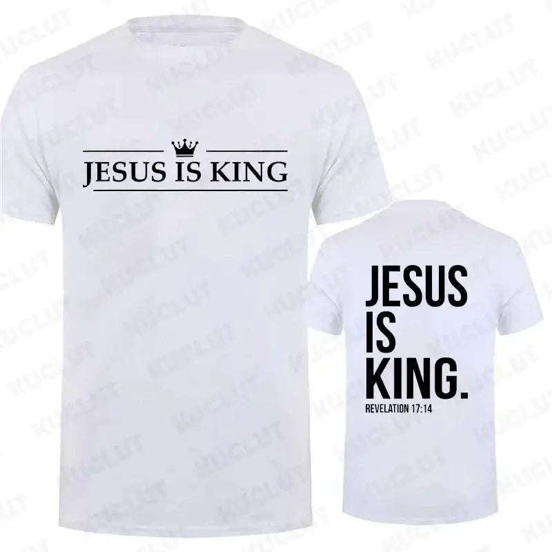 T Shirt Tees for Men Jesus Is King Print Fashion Casual Short Sleeve T-shirt for Summer Casual T-shirts Christian Faith Tshirts Hebrews Revelation LLC