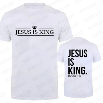 T Shirt Tees for Men Jesus Is King Print Fashion Casual Short Sleeve T-shirt for Summer Casual T-shirts Christian Faith Tshirts Hebrews Revelation LLC