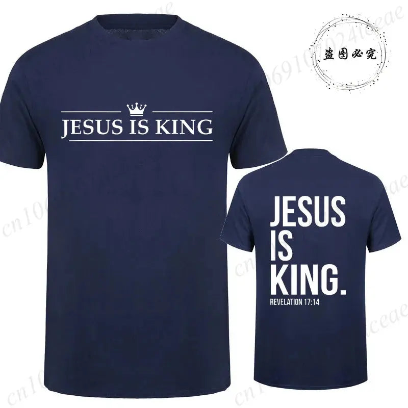 T Shirt Tees for Men Jesus Is King Print Fashion Casual Short Sleeve T-shirt for Summer Casual T-shirts Christian Faith Tshirts Hebrews Revelation LLC