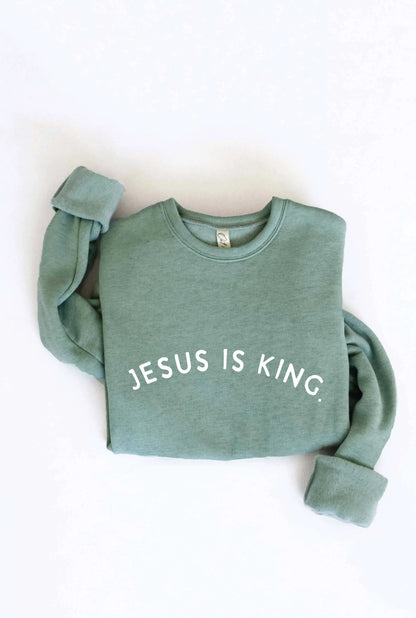 JESUS IS KING. Sweatshirt: BLACK / S OAT COLLECTIVE