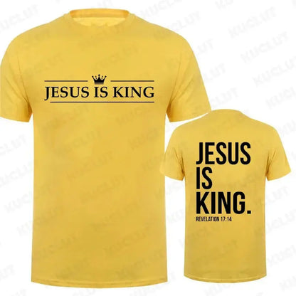 T Shirt Tees for Men Jesus Is King Print Fashion Casual Short Sleeve T-shirt for Summer Casual T-shirts Christian Faith Tshirts Hebrews Revelation LLC