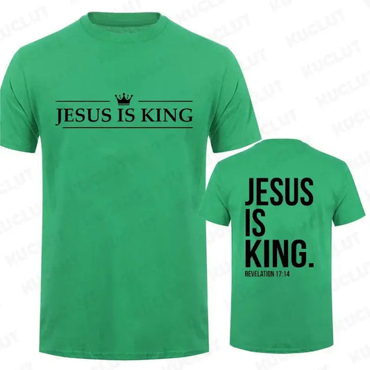 T Shirt Tees for Men Jesus Is King Print Fashion Casual Short Sleeve T-shirt for Summer Casual T-shirts Christian Faith Tshirts Hebrews Revelation LLC