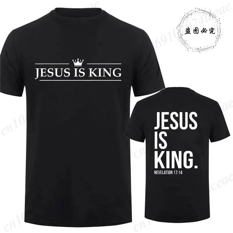 T Shirt Tees for Men Jesus Is King Print Fashion Casual Short Sleeve T-shirt for Summer Casual T-shirts Christian Faith Tshirts Hebrews Revelation LLC