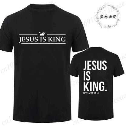 T Shirt Tees for Men Jesus Is King Print Fashion Casual Short Sleeve T-shirt for Summer Casual T-shirts Christian Faith Tshirts Hebrews Revelation LLC