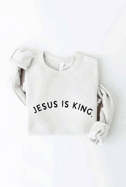 JESUS IS KING. Sweatshirt: BLACK / XL OAT COLLECTIVE
