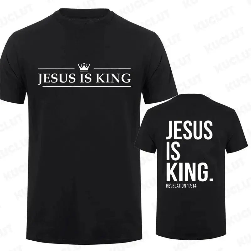 T Shirt Tees for Men Jesus Is King Print Fashion Casual Short Sleeve T-shirt for Summer Casual T-shirts Christian Faith Tshirts Hebrews Revelation LLC