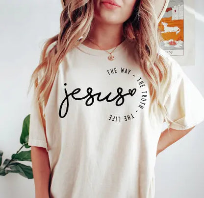 Jesus the Way, the Truth, the Life: Beige / Medium The Turquoise Pistol LLC