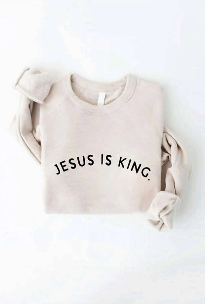 JESUS IS KING. Sweatshirt: BLACK / M OAT COLLECTIVE