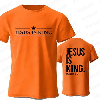 T Shirt Tees for Men Jesus Is King Print Fashion Casual Short Sleeve T-shirt for Summer Casual T-shirts Christian Faith Tshirts Hebrews Revelation LLC