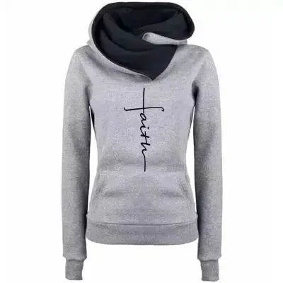 Autumn Winter Hoodies Sweatshirts Women Faith Embroidered Sweatshirt Long Sleeve Pullovers Christmas Casual Warm Hooded Tops eprolo