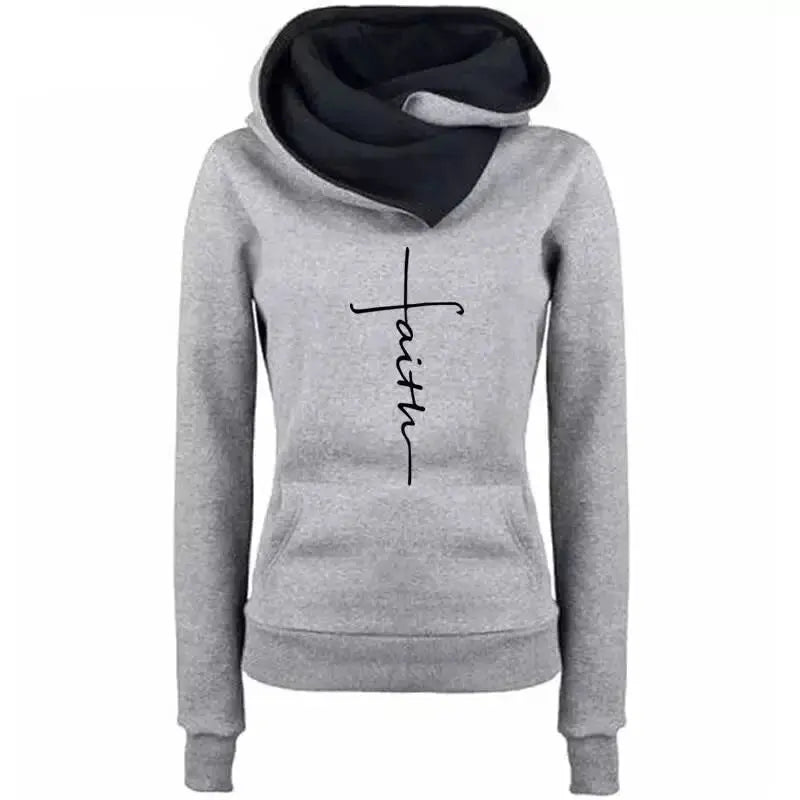 Autumn Winter Hoodies Sweatshirts Women Faith Embroidered Sweatshirt Long Sleeve Pullovers Christmas Casual Warm Hooded Tops eprolo