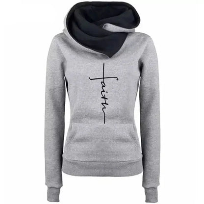 Autumn Winter Hoodies Sweatshirts Women Faith Embroidered Sweatshirt Long Sleeve Pullovers Christmas Casual Warm Hooded Tops eprolo