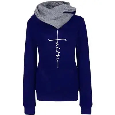 Autumn Winter Hoodies Sweatshirts Women Faith Embroidered Sweatshirt Long Sleeve Pullovers Christmas Casual Warm Hooded Tops eprolo