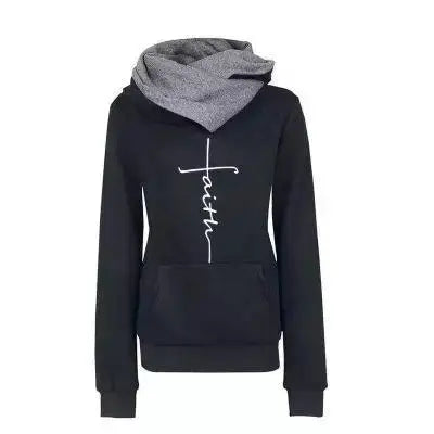 Autumn Winter Hoodies Sweatshirts Women Faith Embroidered Sweatshirt Long Sleeve Pullovers Christmas Casual Warm Hooded Tops eprolo