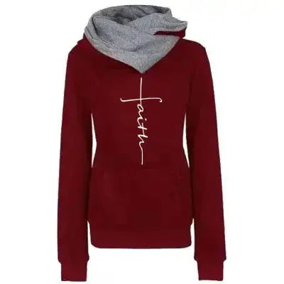 Autumn Winter Hoodies Sweatshirts Women Faith Embroidered Sweatshirt Long Sleeve Pullovers Christmas Casual Warm Hooded Tops eprolo