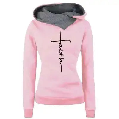 Autumn Winter Hoodies Sweatshirts Women Faith Embroidered Sweatshirt Long Sleeve Pullovers Christmas Casual Warm Hooded Tops eprolo