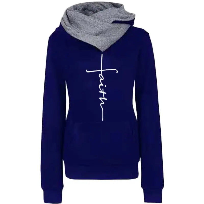 Autumn Winter Hoodies Sweatshirts Women Faith Embroidered Sweatshirt Long Sleeve Pullovers Christmas Casual Warm Hooded Tops eprolo