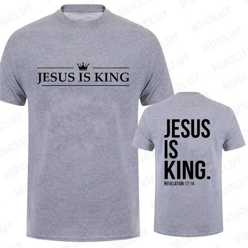 T Shirt Tees for Men Jesus Is King Print Fashion Casual Short Sleeve T-shirt for Summer Casual T-shirts Christian Faith Tshirts Hebrews Revelation LLC