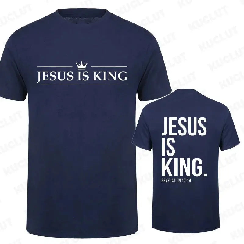 T Shirt Tees for Men Jesus Is King Print Fashion Casual Short Sleeve T-shirt for Summer Casual T-shirts Christian Faith Tshirts Hebrews Revelation LLC