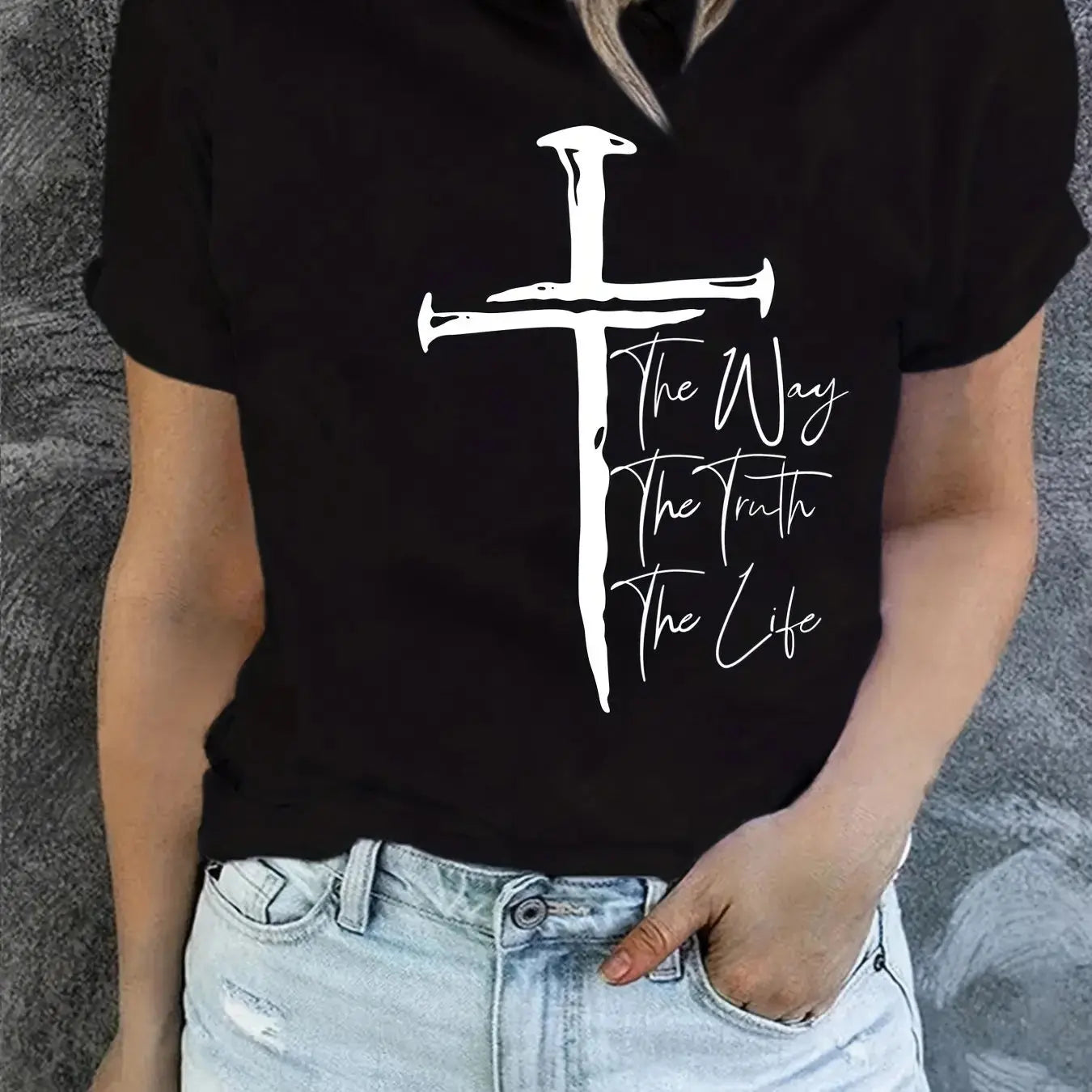Love Like Jesus Print T-Shirt, Short Sleeve Crew Neck Casual Top For Summer & Spring, Women's Clothing Hebrews Revelation LLC