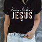 Love Like Jesus Print T-Shirt, Short Sleeve Crew Neck Casual Top For Summer & Spring, Women's Clothing Hebrews Revelation LLC