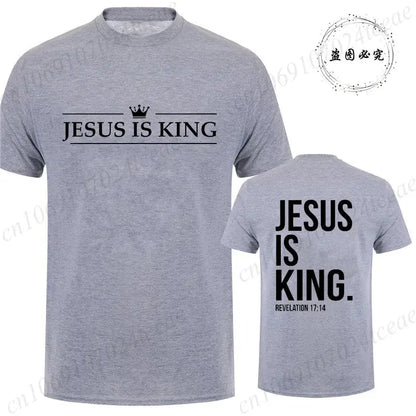 T Shirt Tees for Men Jesus Is King Print Fashion Casual Short Sleeve T-shirt for Summer Casual T-shirts Christian Faith Tshirts Hebrews Revelation LLC
